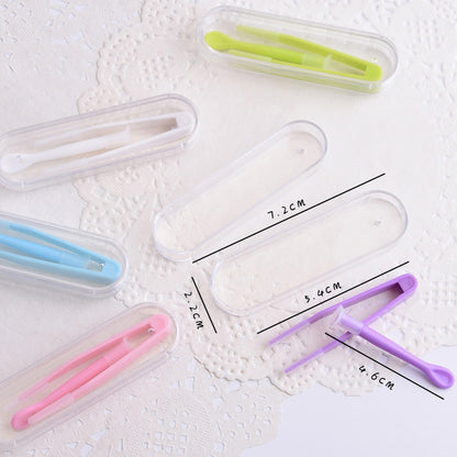 ELECTROPRIME 5pcs Portable Contact Lens Special Tweezer and Stick Set Travel Kit(Blue)