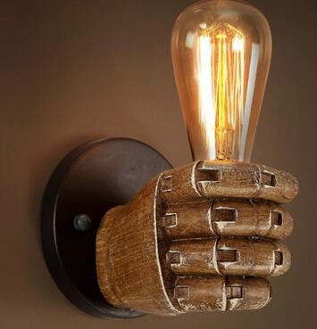 ELECTROPRIME Creative Personality Fist Wall Lamp Bedroom Bedside Restaurant Cafe Resin Decorative Antique Lamps, Type:Right Hand