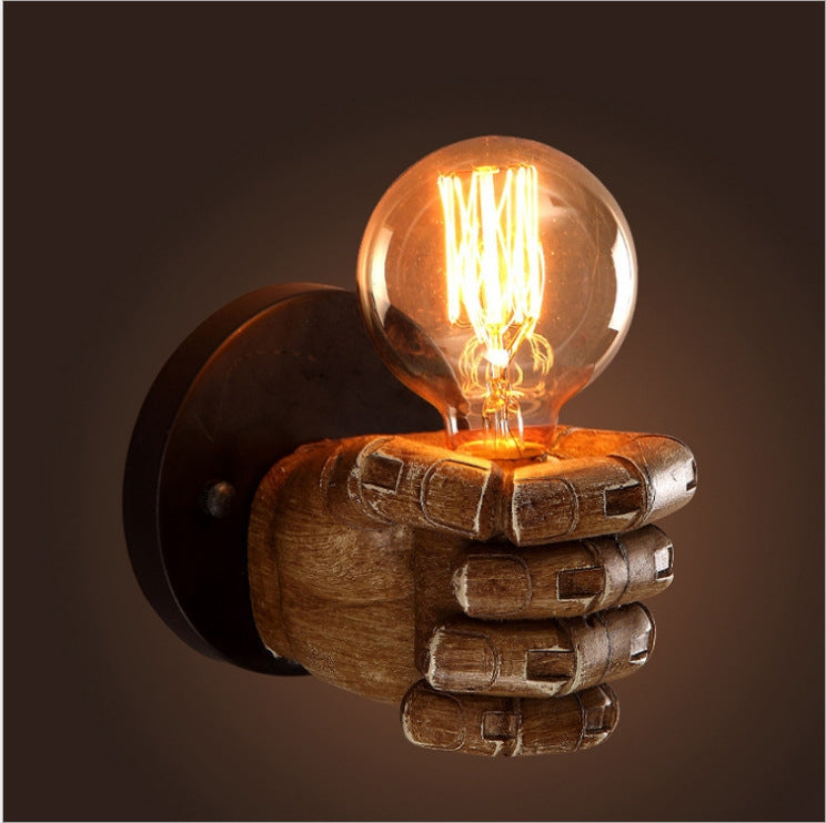 ELECTROPRIME Creative Personality Fist Wall Lamp Bedroom Bedside Restaurant Cafe Resin Decorative Antique Lamps, Type:Left Hand