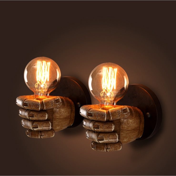 ELECTROPRIME Creative Personality Fist Wall Lamp Bedroom Bedside Restaurant Cafe Resin Decorative Antique Lamps, Type:Left Hand