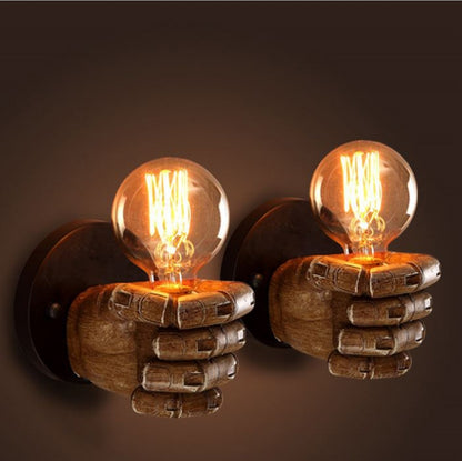 ELECTROPRIME Creative Personality Fist Wall Lamp Bedroom Bedside Restaurant Cafe Resin Decorative Antique Lamps, Type:Left Hand
