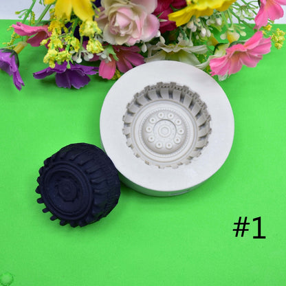 ELECTROPRIME 2 PCS DIY Tires Shape Sugar Craft Cake Silicone Mold Fondant Baking Decorating Tools Random Color Delivery, Size:Size 1
