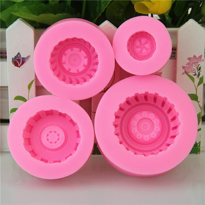 ELECTROPRIME 2 PCS DIY Tires Shape Sugar Craft Cake Silicone Mold Fondant Baking Decorating Tools Random Color Delivery, Size:Size 1