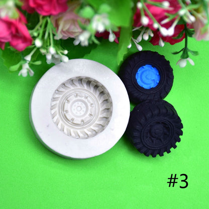 ELECTROPRIME 2 PCS DIY Tires Shape Sugar Craft Cake Silicone Mold Fondant Baking Decorating Tools Random Color Delivery, Size:Size 3