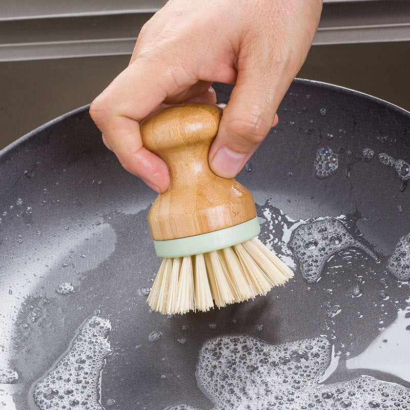 ELECTROPRIME Multifunctional Tool Kitchen Cleaning Brush Wooden Handle Dish Scrubber Pot Pan Dishwasher, Material:Solid wood