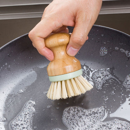 ELECTROPRIME Multifunctional Tool Kitchen Cleaning Brush Wooden Handle Dish Scrubber Pot Pan Dishwasher, Material:Solid wood