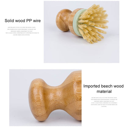 ELECTROPRIME Multifunctional Tool Kitchen Cleaning Brush Wooden Handle Dish Scrubber Pot Pan Dishwasher, Material:Solid wood