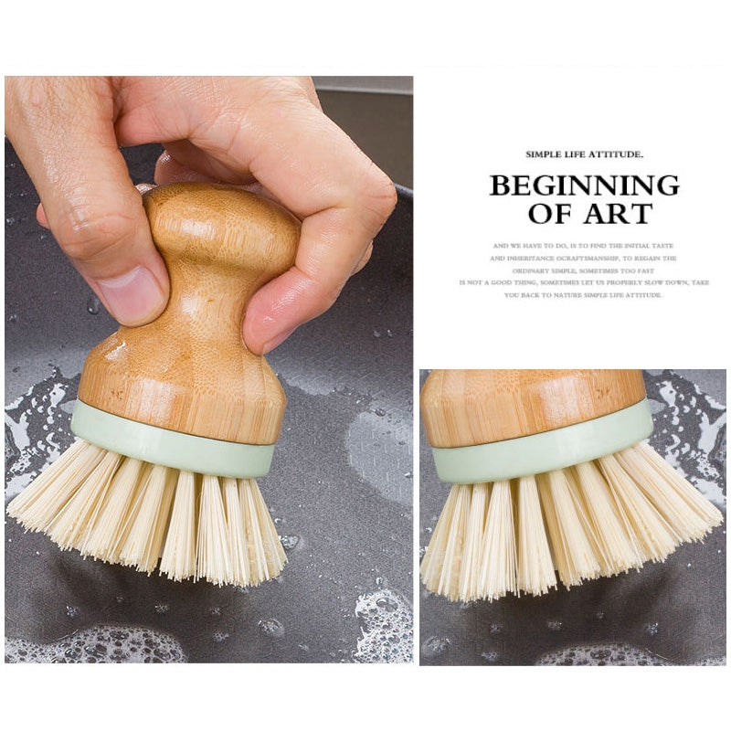 ELECTROPRIME Multifunctional Tool Kitchen Cleaning Brush Wooden Handle Dish Scrubber Pot Pan Dishwasher, Material:Solid wood