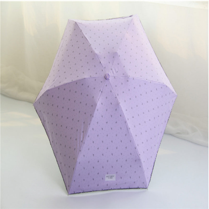 ELECTROPRIME Mini Pocket 5 Folding Umbrella UV Protection Black Plastic Umbrella(Purple)