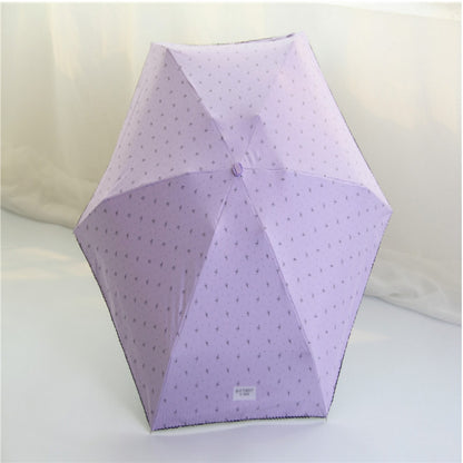 ELECTROPRIME Mini Pocket 5 Folding Umbrella UV Protection Black Plastic Umbrella(Purple)