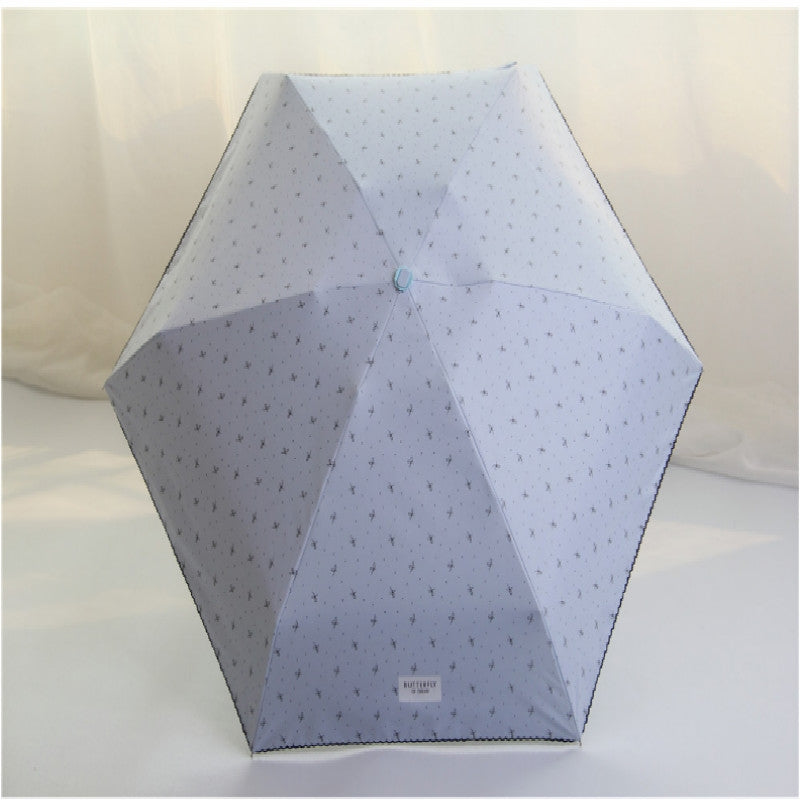 ELECTROPRIME Mini Pocket 5 Folding Umbrella UV Protection Black Plastic Umbrella(Light Blue)