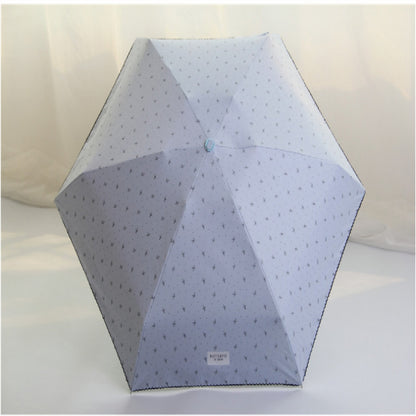 ELECTROPRIME Mini Pocket 5 Folding Umbrella UV Protection Black Plastic Umbrella(Light Blue)