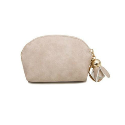 ELECTROPRIME Creative Mini Cute Coin Purse with Flower Tassel Pendant(Beige)