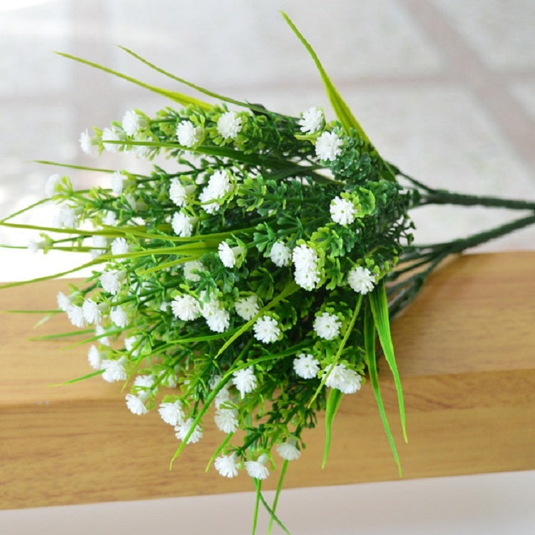 ELECTROPRIME 5 Branches Simulation Plastic Starry Rose Simulation Bouquet Home Decoration Flower(White)