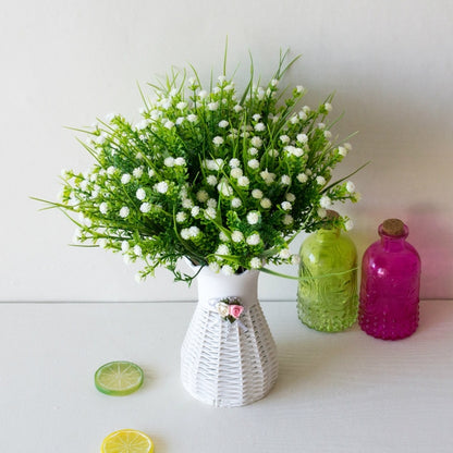 ELECTROPRIME 5 Branches Simulation Plastic Starry Rose Simulation Bouquet Home Decoration Flower(White)
