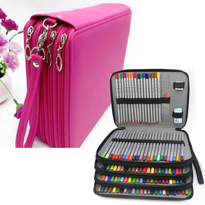 ELECTROPRIME PU Leather School Pencil Case 184 Holes Large Capacity Colored Pencil Bag Box Multi-functional Pencilcase Art Supplies Gift Without Pen(Rose Red)