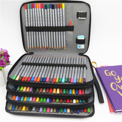 ELECTROPRIME PU Leather School Pencil Case 184 Holes Large Capacity Colored Pencil Bag Box Multi-functional Pencilcase Art Supplies Gift Without Pen(Rose Red)