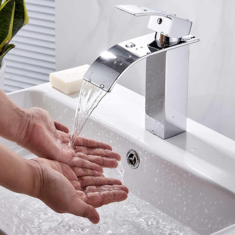 ELECTROPRIME KOEN Waterfall Bathroom Faucet Sinks Mixer Tap Cold And Hot Water Tap