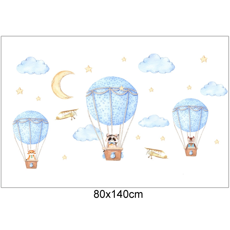 ELECTROPRIME DIY Cartoon Animal Hot Air Balloon Wall Sticker Self-adhesive Murals