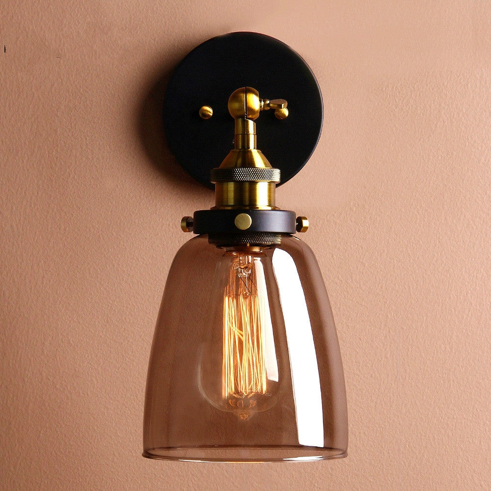 ELECTROPRIME 40W VintageGrey Glass Lampshade Sconce Modern Wall Lights Fixture Home Loft Decor Luminaire Bedroom Bathroom Lights