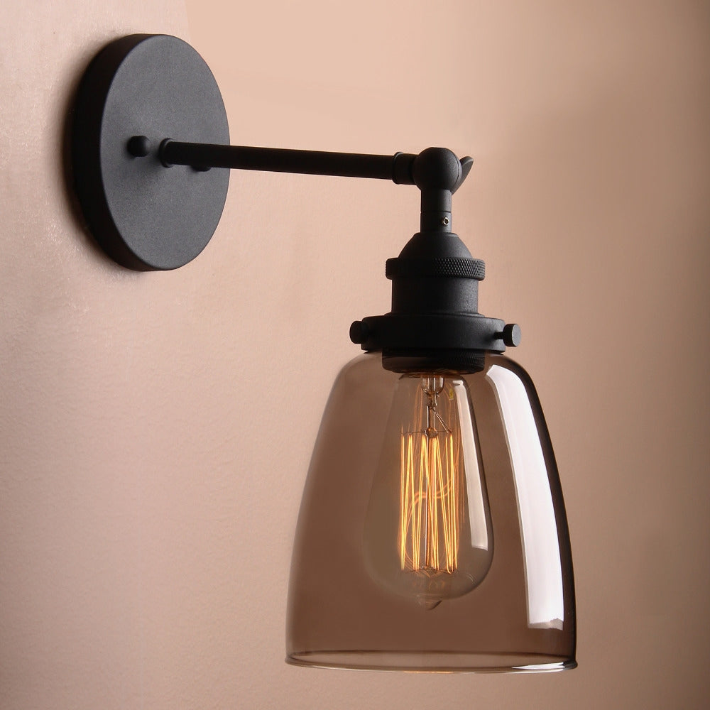 ELECTROPRIME 40W VintageGrey Glass Lampshade Sconce Modern Wall Lights Fixture Home Loft Decor Luminaire Bedroom Bathroom Lights