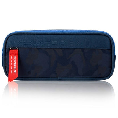 ELECTROPRIME Camouflage Pencilcase Nylon Canvas Double Zipper Pen Bag(Navy Blue)