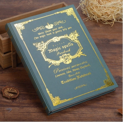 ELECTROPRIME 64K Small Pocket Vintage Notebook Handcover Magic Spells Pockets Book Planner Journal Traveler Notepad(A5 Green)