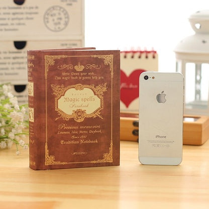 ELECTROPRIME 64K Small Pocket Vintage Notebook Handcover Magic Spells Pockets Book Planner Journal Traveler Notepad(A5 Green)