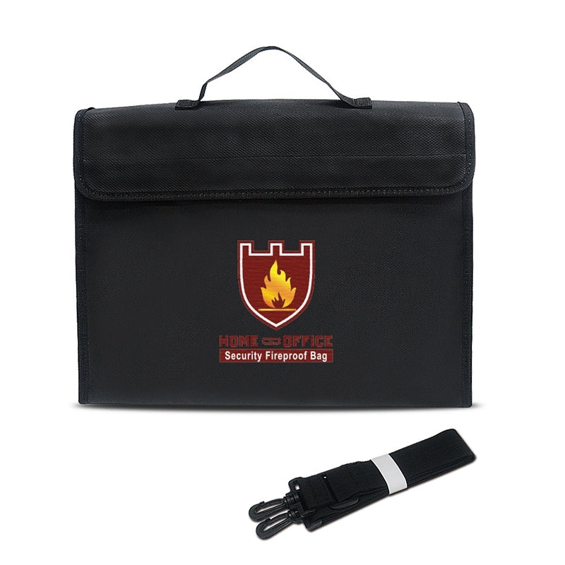 ELECTROPRIME Office Fiberglass Cloth Filing Portable Fire Resistant Waterproof Safe Bag Folder(Black)