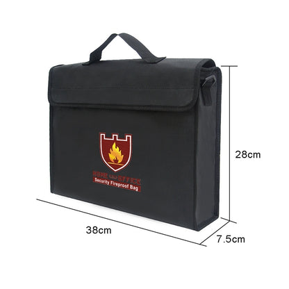 ELECTROPRIME Office Fiberglass Cloth Filing Portable Fire Resistant Waterproof Safe Bag Folder(Black)