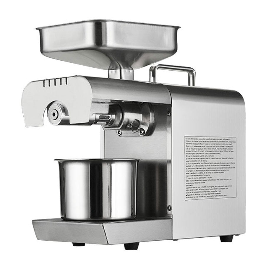 ELECTROPRIME Seed Oil Press Extrator Stainless Steel Commercial Home Automatic Peanut Coconut Sesame Oil Press Machine 40x36.5x16cm, CN Plug