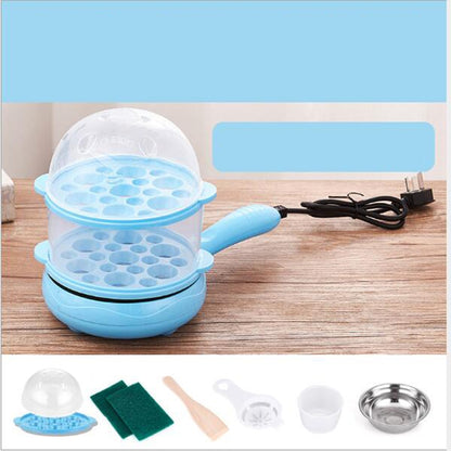 ELECTROPRIME Multifunction Mini  Non-Stick Frying Pan Boiler Steamer Cooker Poached Eggpot(Blue double storey package)