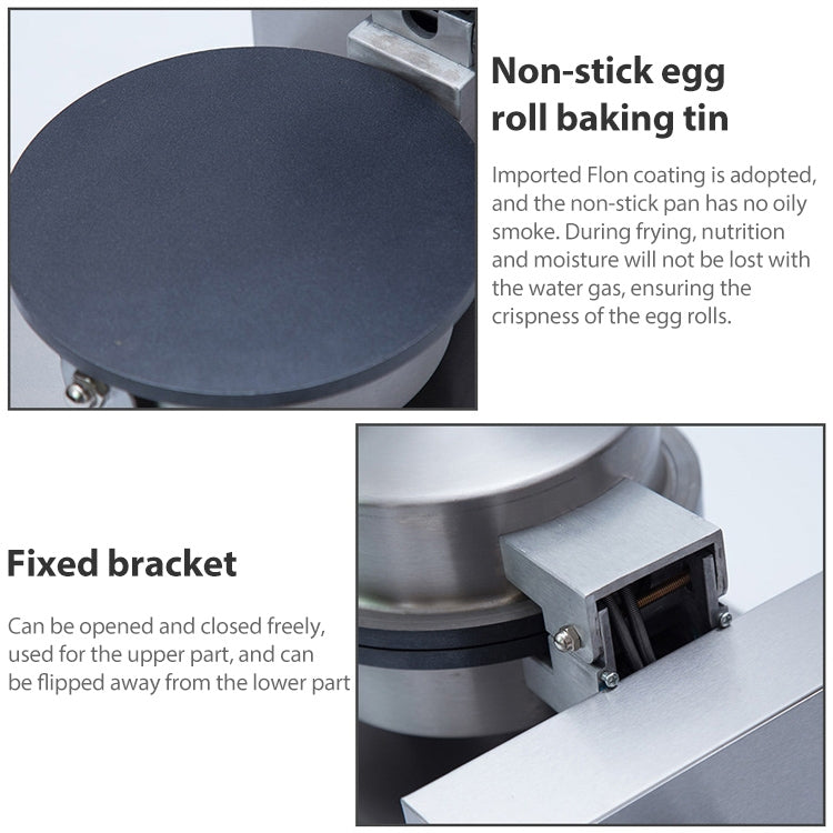 ELECTROPRIME Stainless Steel Single-head Egg Roll Machine Ice Cream Crisp Egg Roller, Size:320x250x178cm