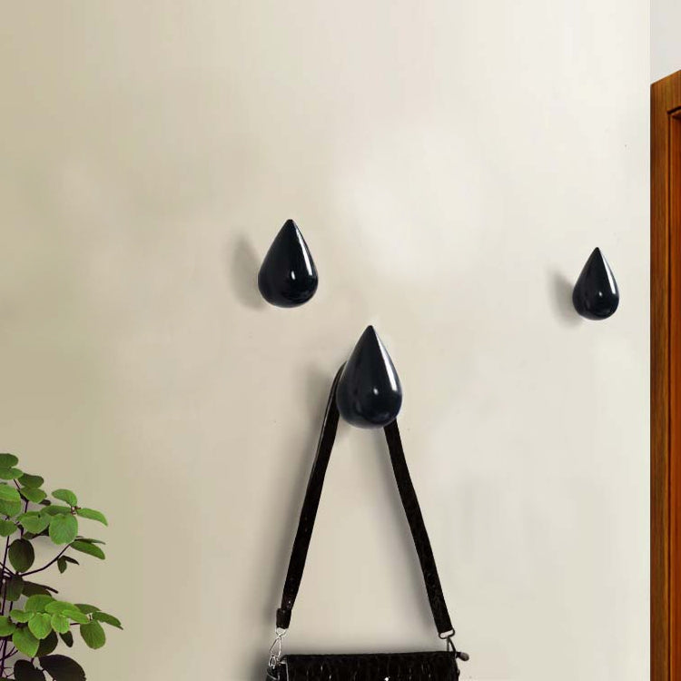 ELECTROPRIME Creative Water Droplets Wall Hooks Home Decoration Resin Mural 3D Coat Hook Single Hooks Wall Hanger, Size:Big Size(Black)