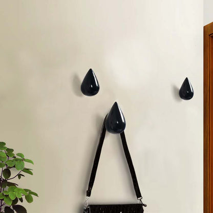 ELECTROPRIME Creative Water Droplets Wall Hooks Home Decoration Resin Mural 3D Coat Hook Single Hooks Wall Hanger, Size:Big Size(Black)