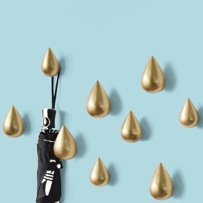 ELECTROPRIME Creative Water Droplets Wall Hooks Home Decoration Resin Mural 3D Coat Hook Single Hooks Wall Hanger, Size:Big Size(Gold)