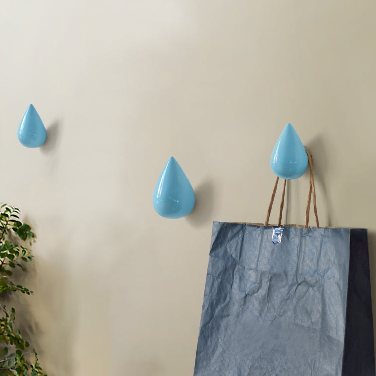 ELECTROPRIME Creative Water Droplets Wall Hooks Home Decoration Resin Mural 3D Coat Hook Single Hooks Wall Hanger, Size:Small Size(Blue)