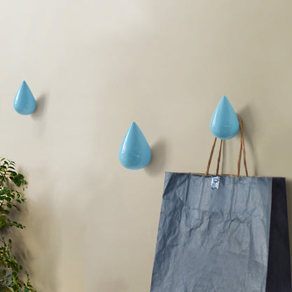 ELECTROPRIME Creative Water Droplets Wall Hooks Home Decoration Resin Mural 3D Coat Hook Single Hooks Wall Hanger, Size:Small Size(Blue)