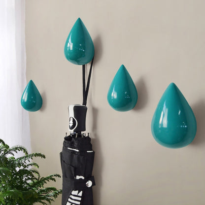 ELECTROPRIME Creative Water Droplets Wall Hooks Home Decoration Resin Mural 3D Coat Hook Single Hooks Wall Hanger, Size:Small Size(Green)
