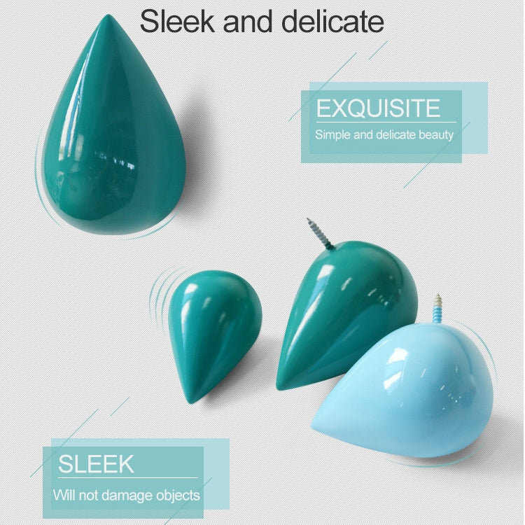 ELECTROPRIME Creative Water Droplets Wall Hooks Home Decoration Resin Mural 3D Coat Hook Single Hooks Wall Hanger, Size:Small Size(Green)