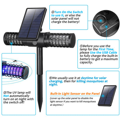 ELECTROPRIME Solar Mosquito Killer Outdoor Waterproof Garden Light Villa Outdoor Mosquito Trap
