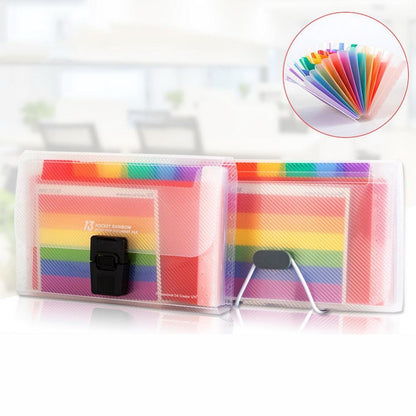 ELECTROPRIME 13 Grid Expanding File Folder A6 Document Buckle Lanyard Bag Multicolor Expanding File(Multicolor Lanyard)