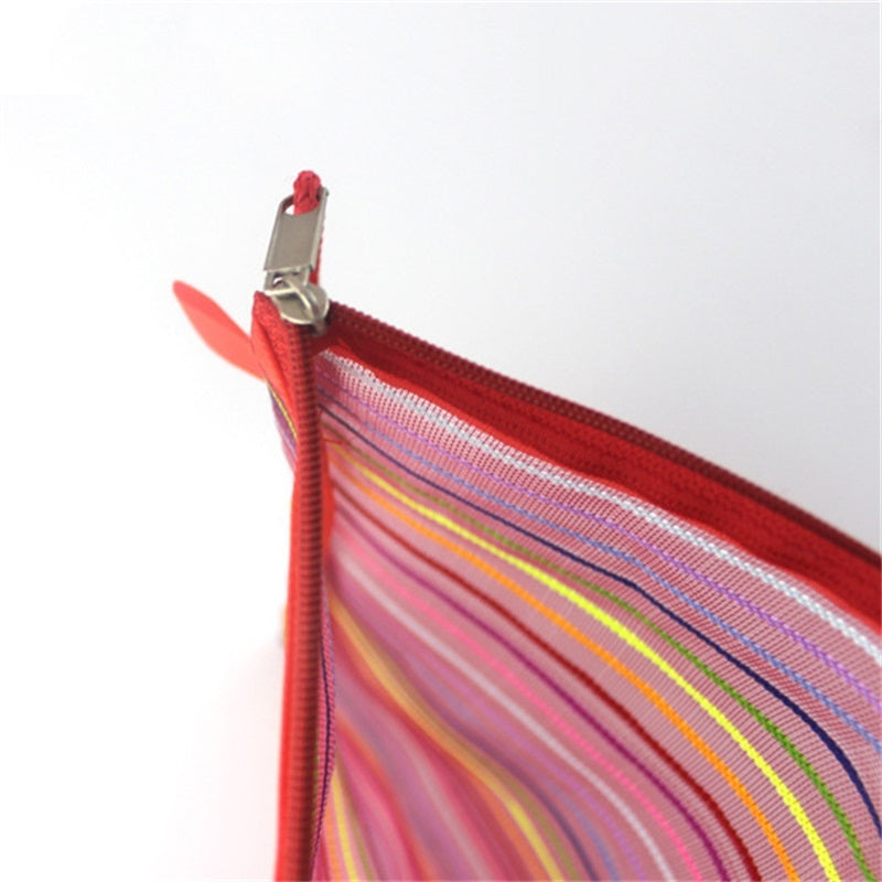 ELECTROPRIME 12 PCS Multicolor Plastic A5 Document Zip Up Mesh File Storage Bag, Size: 22x18cm