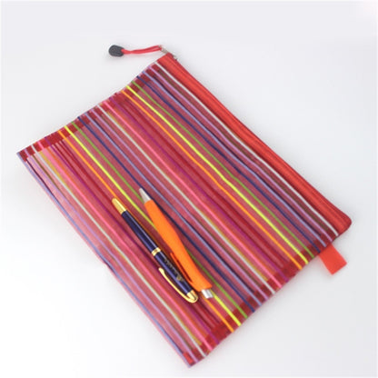ELECTROPRIME 12 PCS Multicolor Plastic A5 Document Zip Up Mesh File Storage Bag, Size: 22x18cm