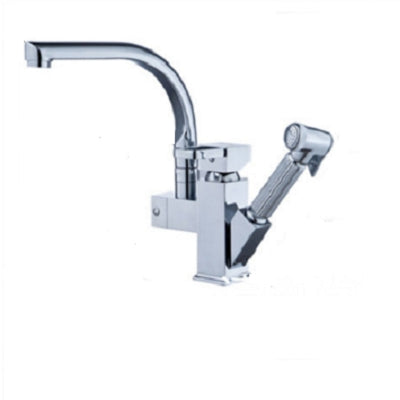 ELECTROPRIME Kitchen Faucet Mixer Tap Single Handle Two Swivel Spouts Hot Cold Water Tap Pull Out Flushing Spray Tap