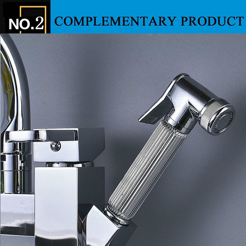 ELECTROPRIME Kitchen Faucet Mixer Tap Single Handle Two Swivel Spouts Hot Cold Water Tap Pull Out Flushing Spray Tap