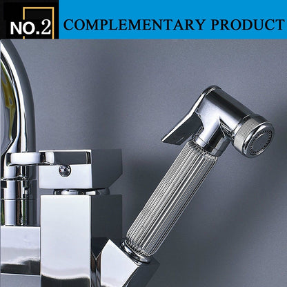 ELECTROPRIME Kitchen Faucet Mixer Tap Single Handle Two Swivel Spouts Hot Cold Water Tap Pull Out Flushing Spray Tap