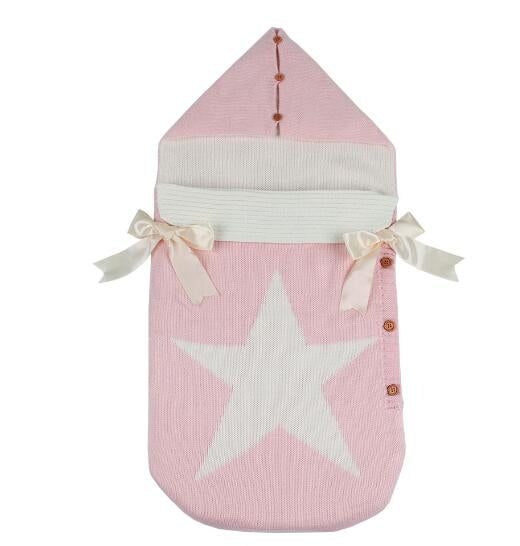 ELECTROPRIME Newborns Five Star Knitted Sleeping Bags Winter, Color: Pink