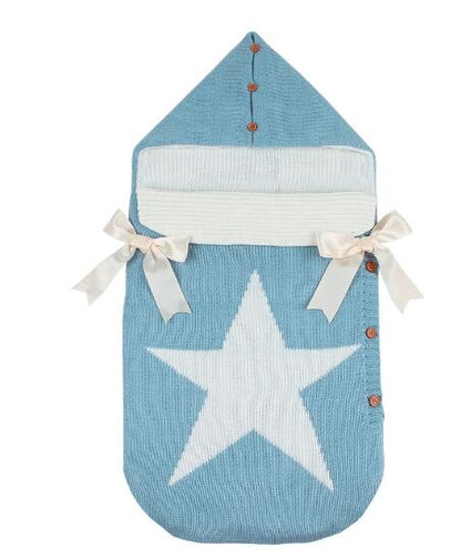 ELECTROPRIME Newborns Five Star Knitted Sleeping Bags Winter, Color: Light Blue
