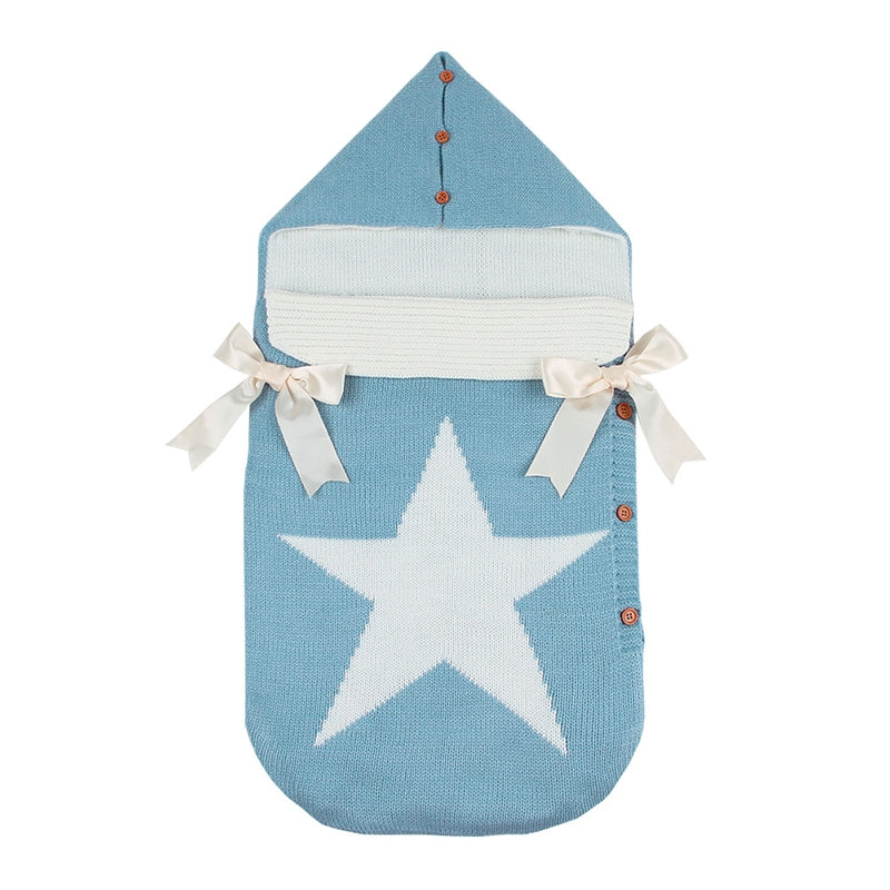 ELECTROPRIME Newborns Five Star Knitted Sleeping Bags Winter, Color: Light Blue